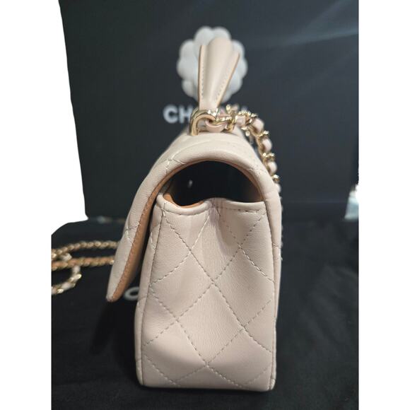 2023 Chanel Quilted Lambskin Mini Flap Top Handle Bag w/ Entrupy (15197) - Picture 7 of 16